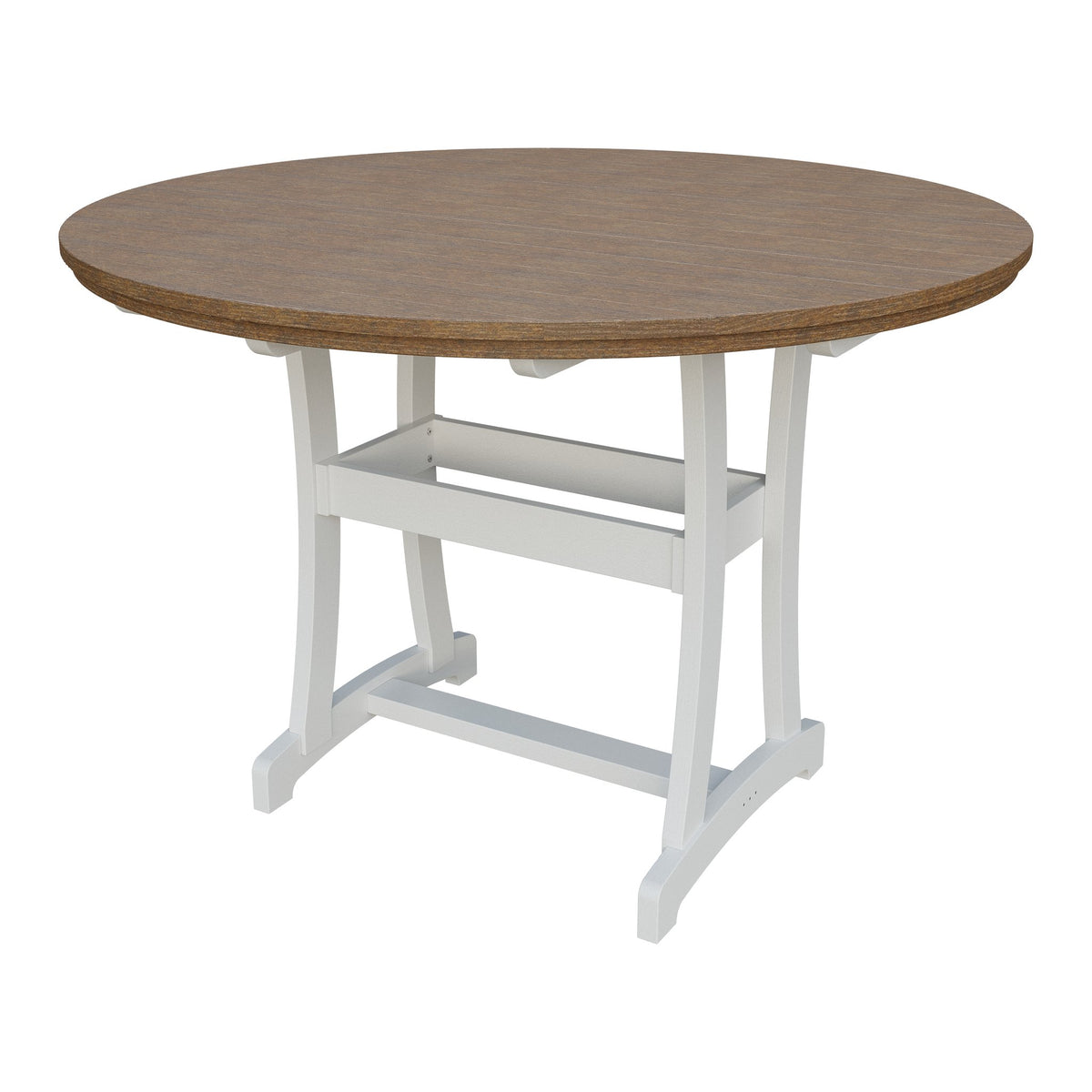 Amish Legacy 64" Round Outdoor Bar Table with Umbrella Hole in Antique Mahogany & White
