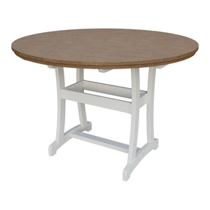 Amish Legacy 64" Round Outdoor Bar Table with Umbrella Hole in Antique Mahogany & White