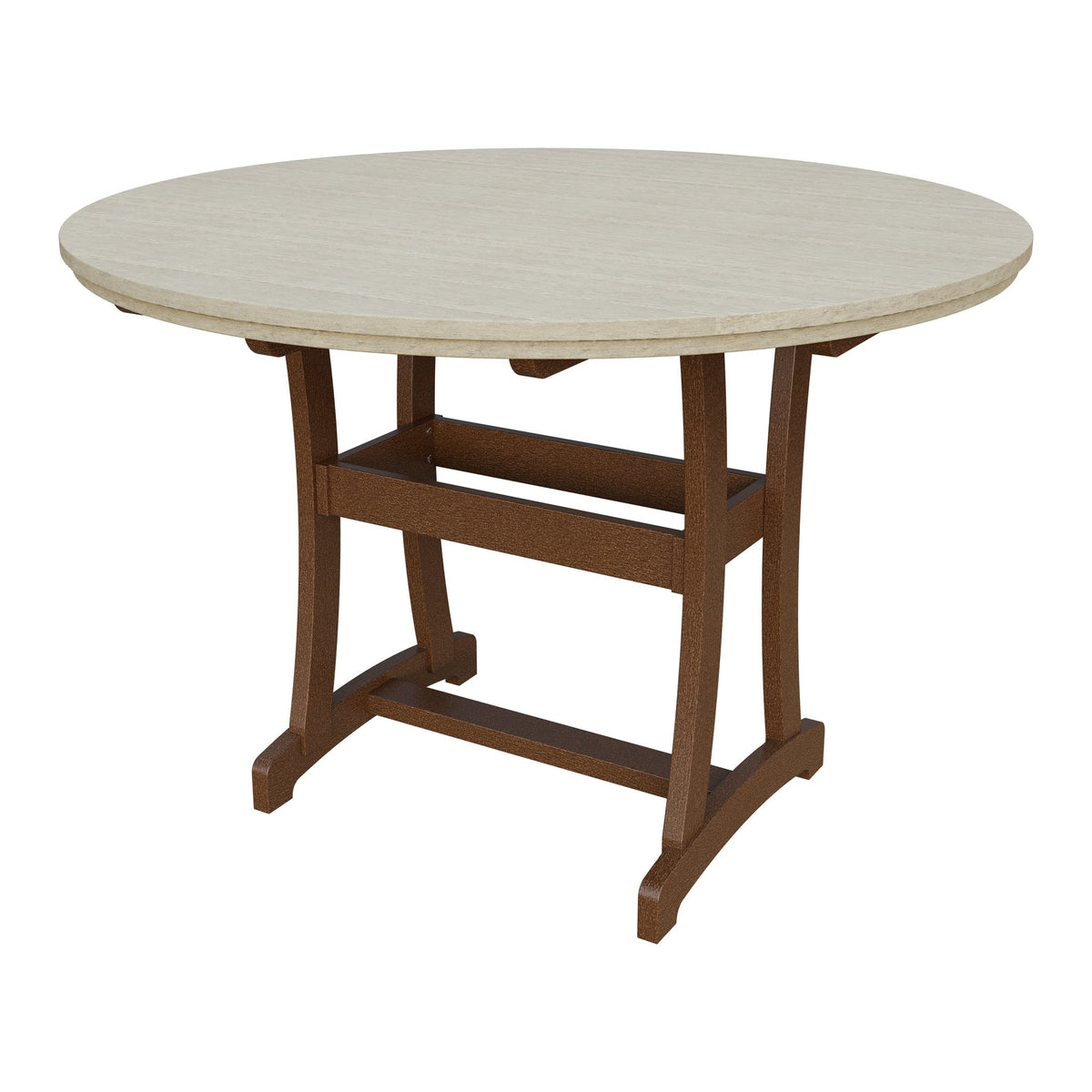 Amish Legacy 64" Round Outdoor Bar Table with Umbrella Hole in Birchwood & Tudor Brown