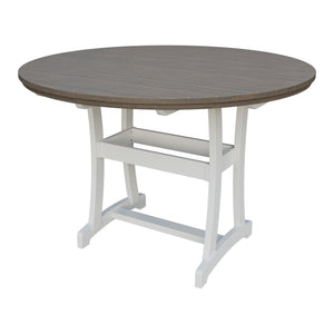 Amish Legacy 64" Round Outdoor Bar Table with Umbrella Hole in Brazilian Walnut & White