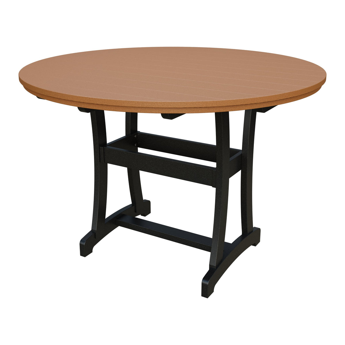 Amish Legacy 64" Round Outdoor Bar Table with Umbrella Hole in Cedar & Black