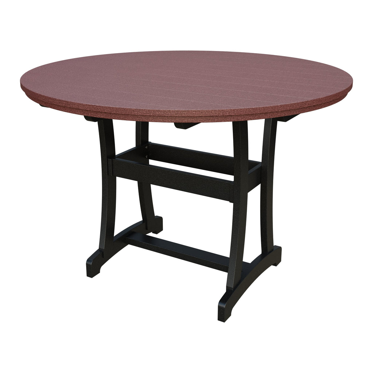 Amish Legacy 64" Round Outdoor Bar Table with Umbrella Hole in Cherrywood & Black