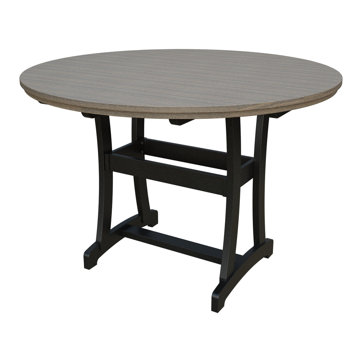 Amish Legacy 64" Round Outdoor Bar Table with Umbrella Hole in Coastal Gray & Black