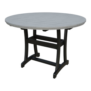 Amish Legacy 64" Round Outdoor Bar Table with Umbrella Hole in Driftwood Gray & Black