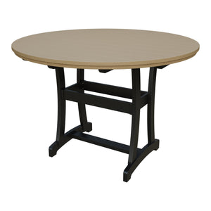 Amish Legacy 64" Round Outdoor Bar Table with Umbrella Hole in Weathered Wood & Black