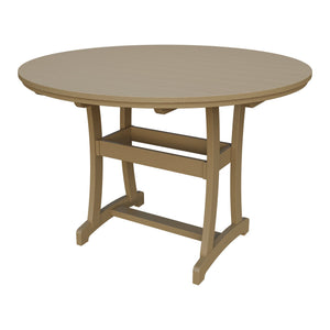 Amish Legacy 64" Round Outdoor Bar Table with Umbrella Hole in Weathered Wood
