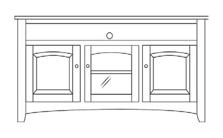 Amish 66" 3-Door TV Stand - Shaker, Mission or Manchester - line drawing
