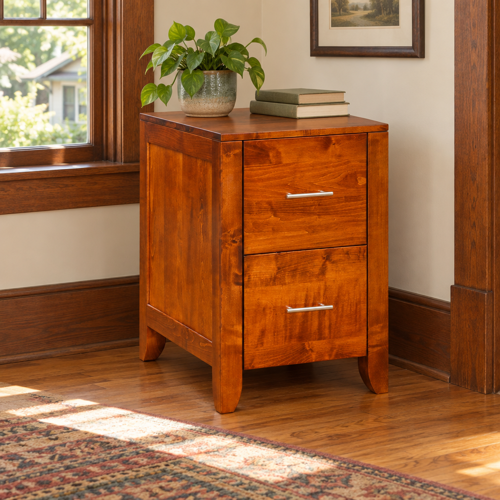 Amish File Cabinet shown in the home office of a craftsman bungalow home