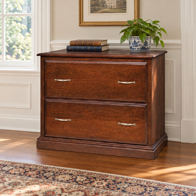 Amish Harrington Lateral File Cabinet shown in the home office of a traditional colonial home