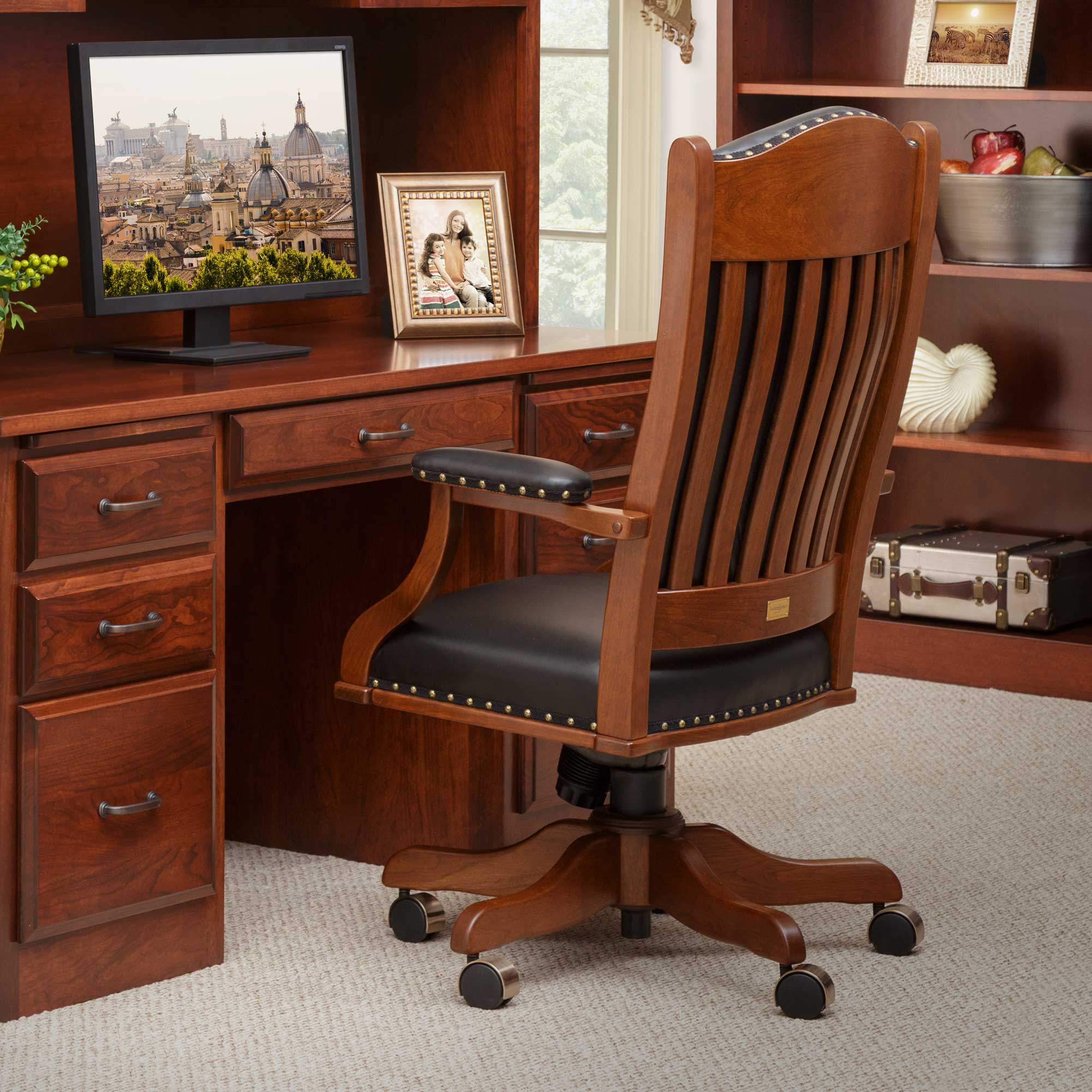 Amish Executive Wood Desk Arm Chair