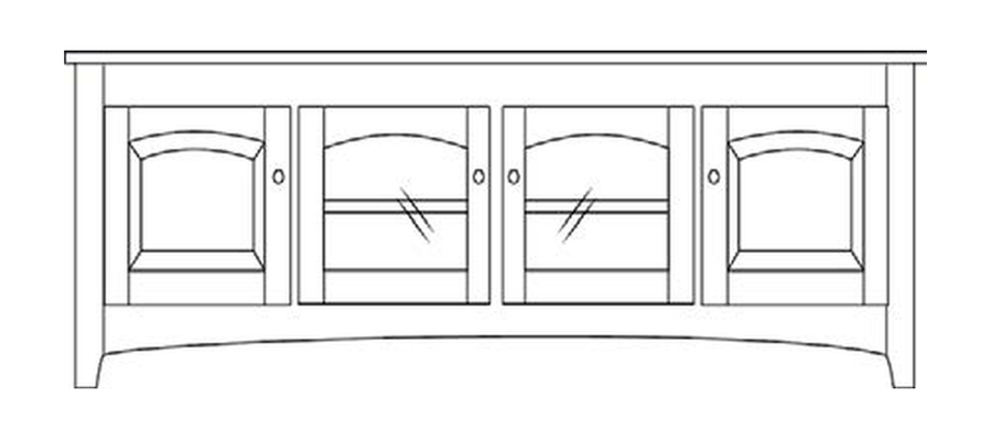 Amish 76" 4-Door TV Stand - Shaker, Mission or Manchester - line drawing