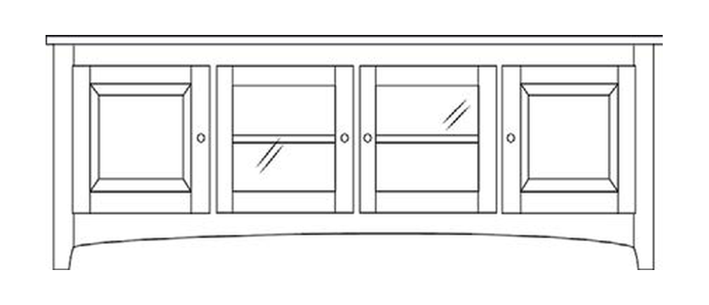Amish 76" 4-Door TV Stand - Shaker, Mission or Manchester - line drawing