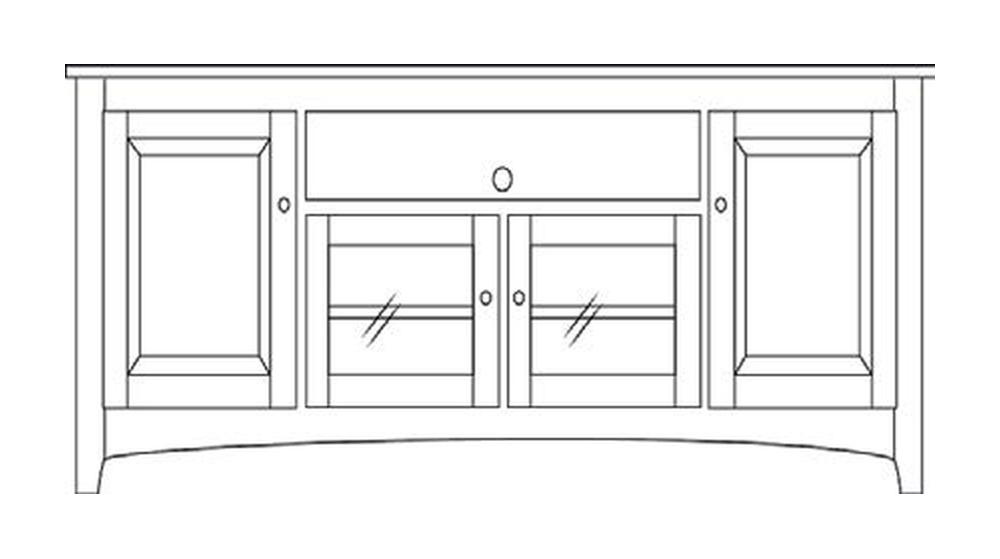 Amish 76" 4-Door TV Stand - Shaker, Mission or Manchester - line drawing