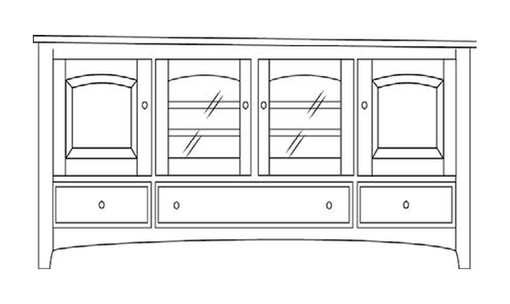 Amish 76" 4-Door TV Stand - Shaker, Mission or Manchester - line drawing