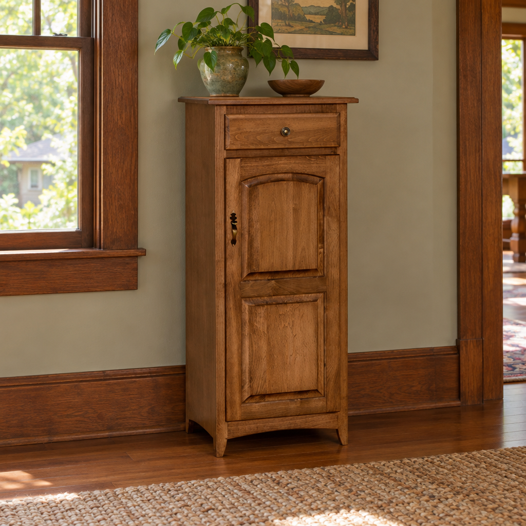 Amish Manchester Jelly Cupboard shown in the living room of a craftsman bungalow home