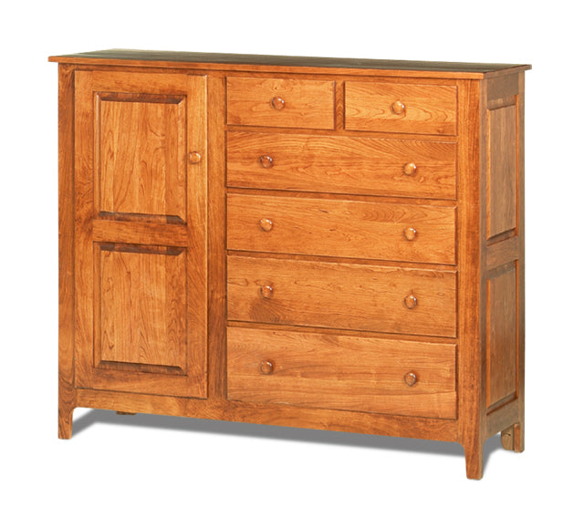 Amish Shaker Windsor 6 Drawer Gentleman Chest with Door