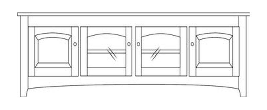 Amish 86" 4-Door TV Stand - Shaker, Mission or Manchester - line drawing