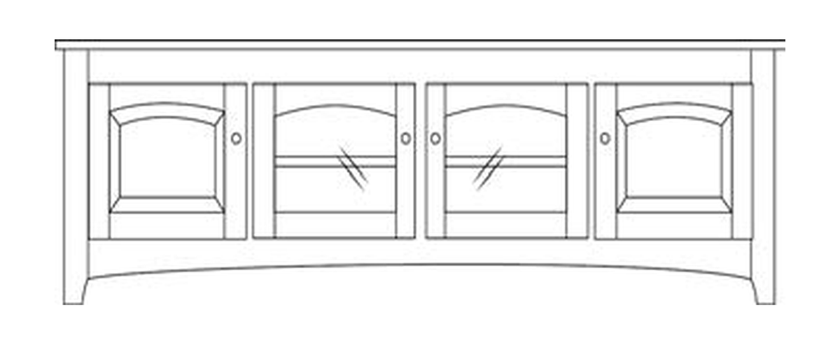 Amish 86" 4-Door TV Stand - Shaker, Mission or Manchester - line drawing