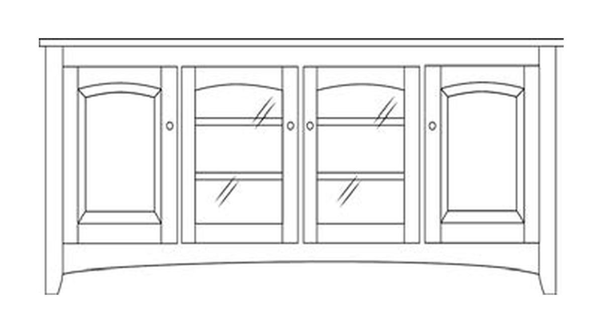 Amish 86" 4-Door TV Stand - Shaker, Mission or Manchester - line drawing