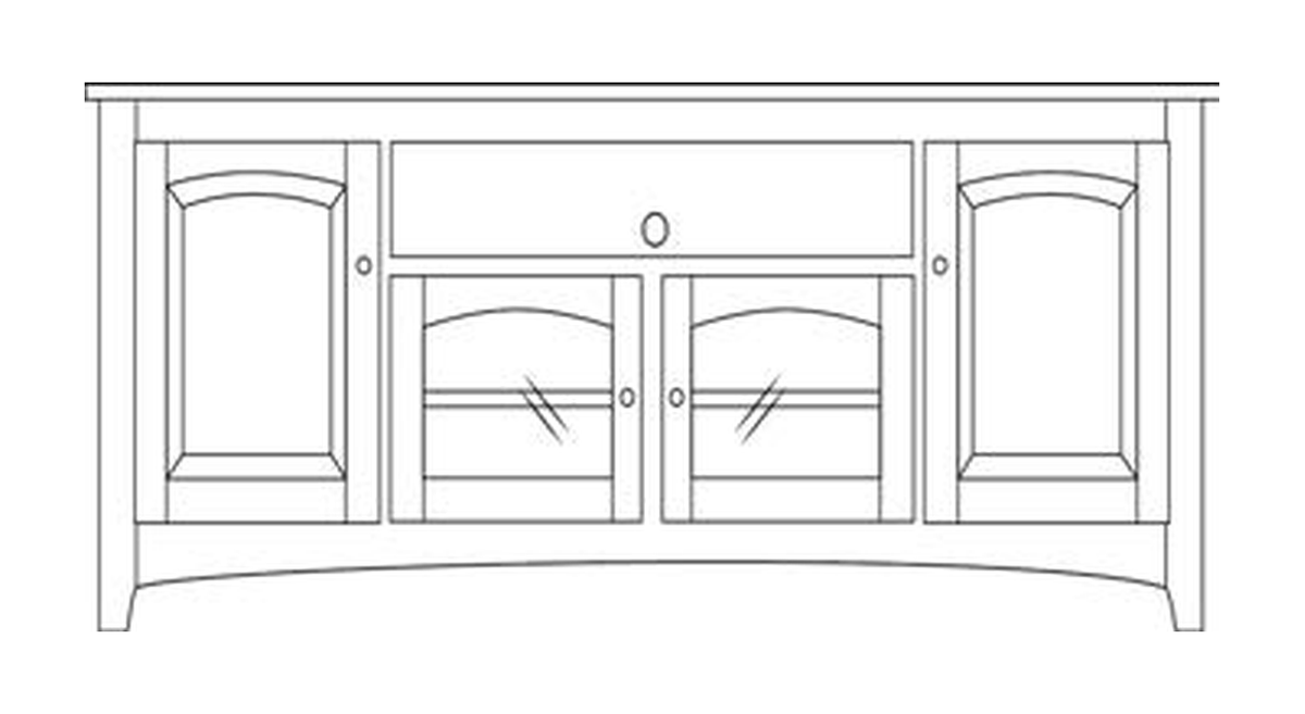 Amish 86" 4-Door TV Stand - Shaker, Mission or Manchester - line drawing