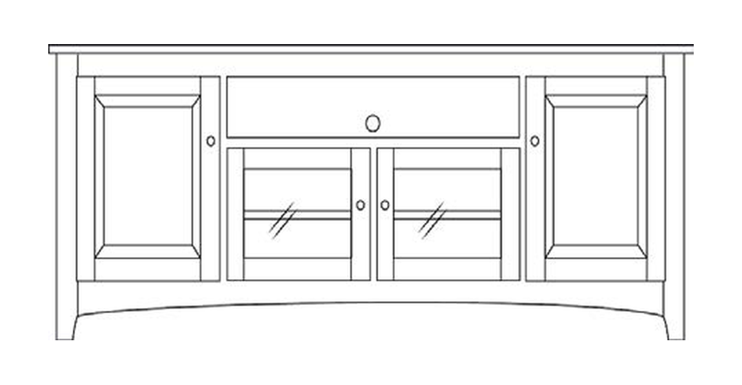 Amish 86" 4-Door TV Stand - Shaker, Mission or Manchester - line drawing