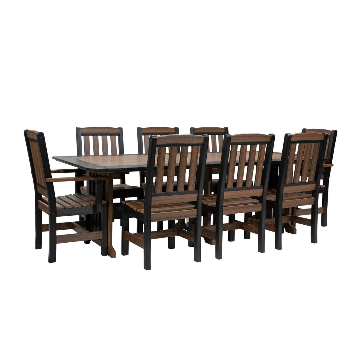 Amish Poly 96" English Garden Patio Dining Table & 8 Chair Set - Quick Ship