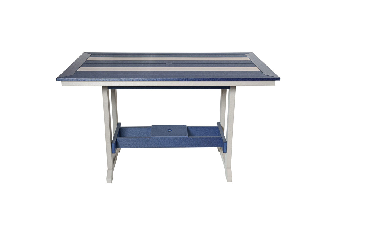 36 x 60 inch Long Beach poly counter table, light gray and patriot blue