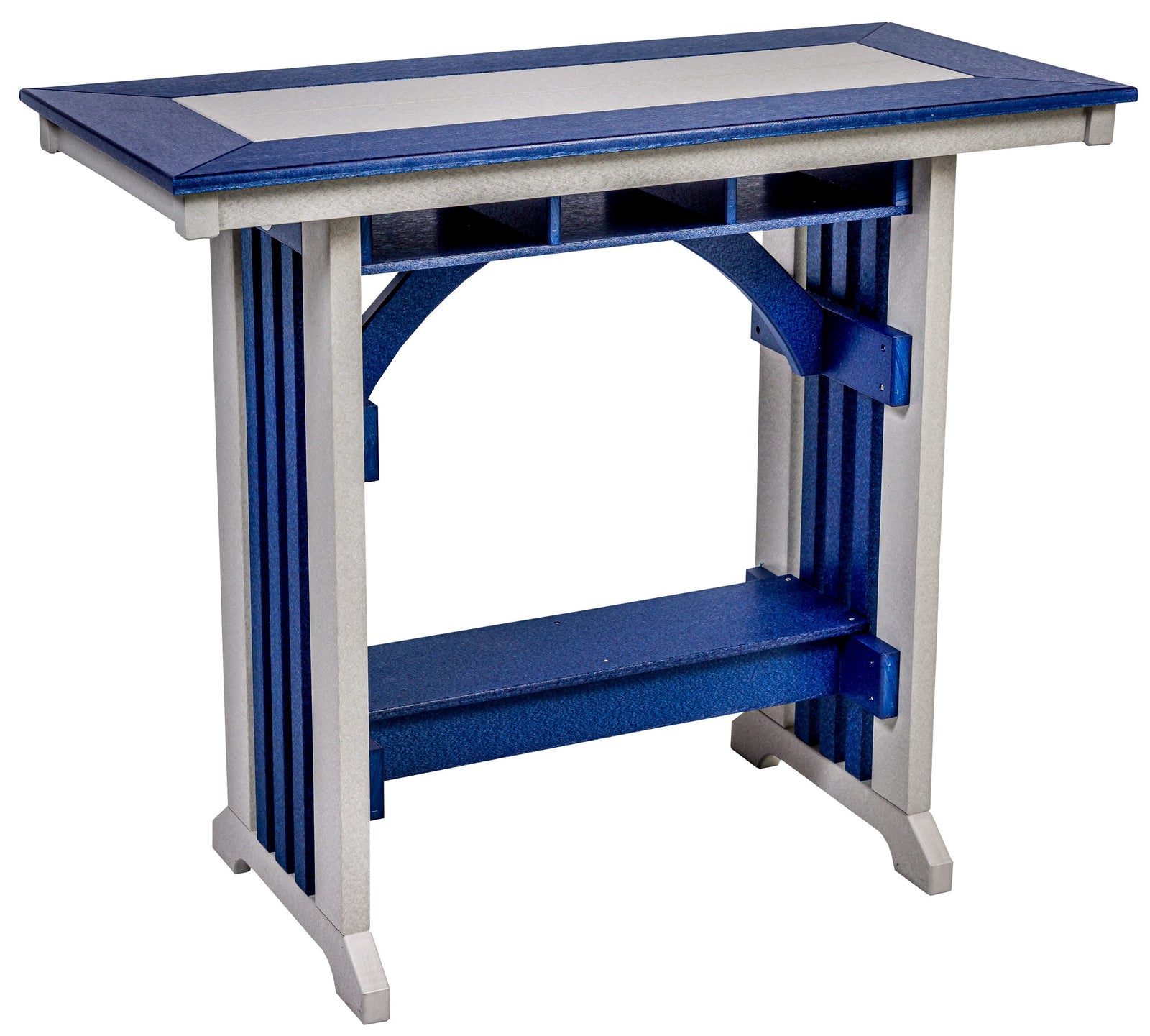 48 inch Mission rail counter table, light gray and patriot blue