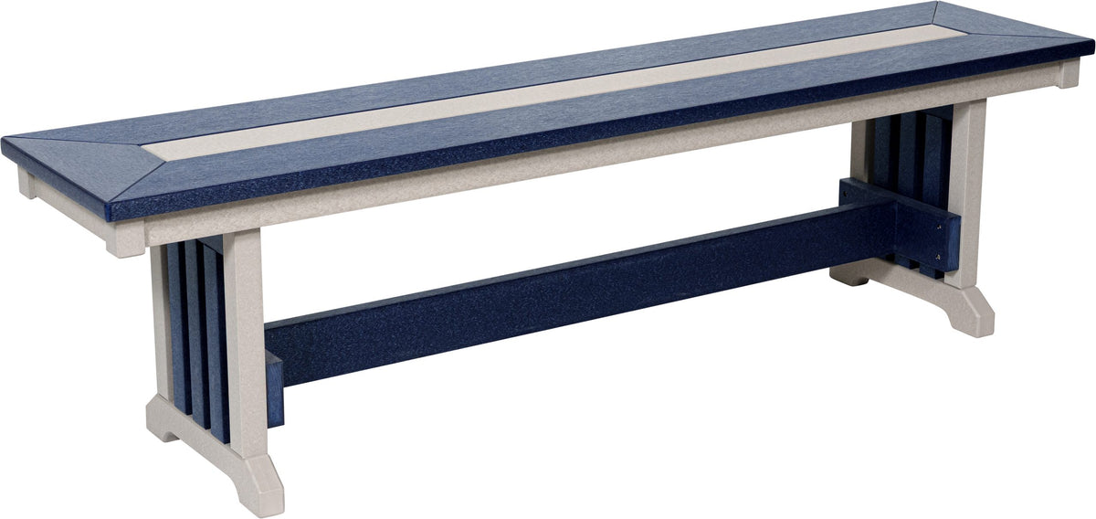 65 inch Mission poly dining bench, patriot blue and light gray