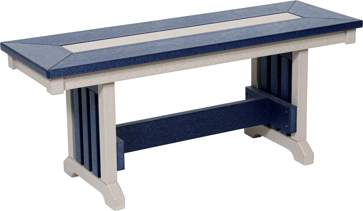43 inch Mission poly dining bench, patriot blue and light gray