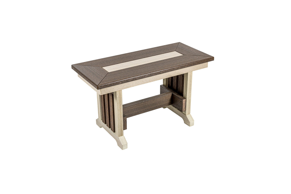 32 inch Mission poly dining bench, birch and brazilian walnut