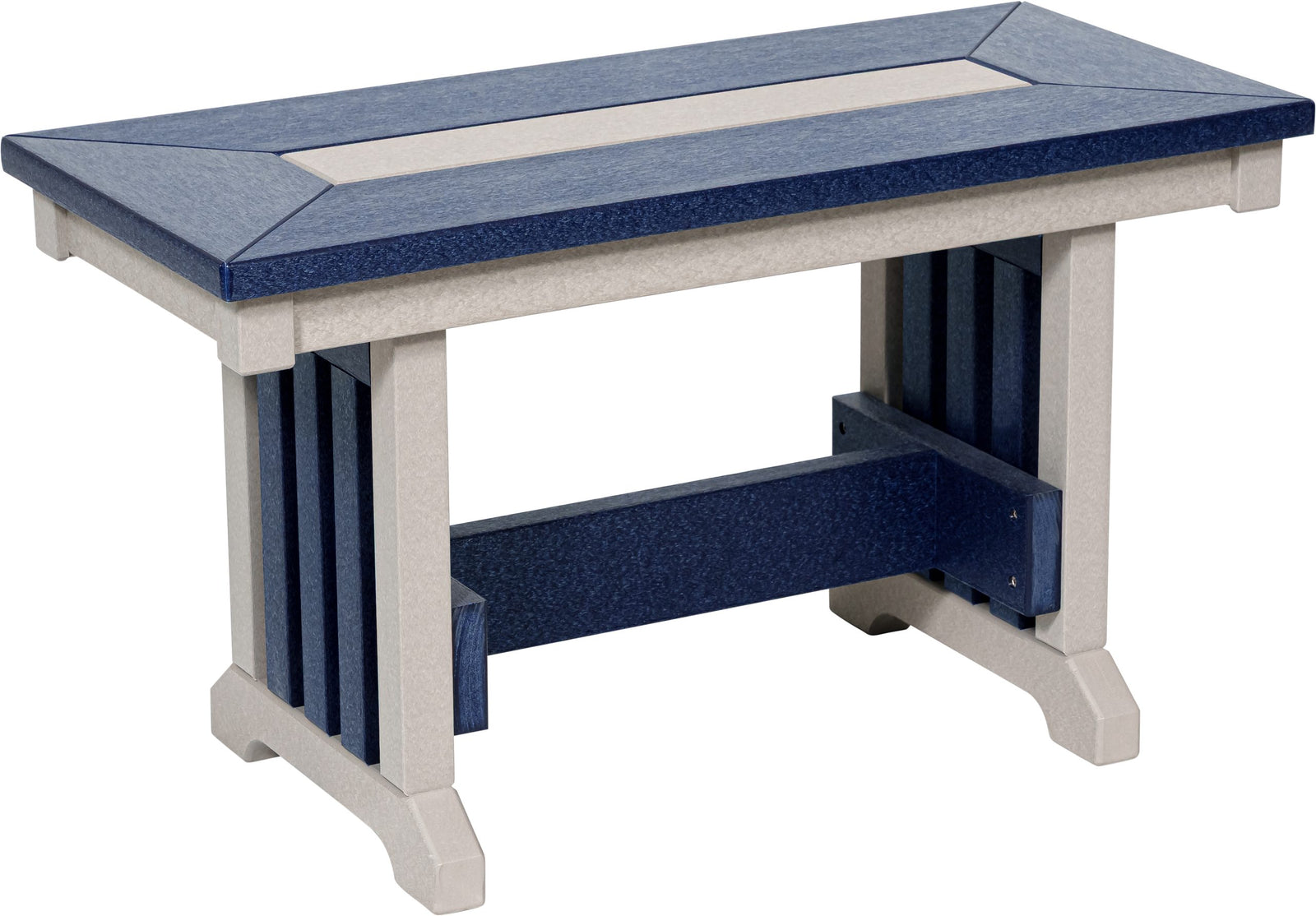 32 inch Mission poly dining bench, patriot blue and light gray