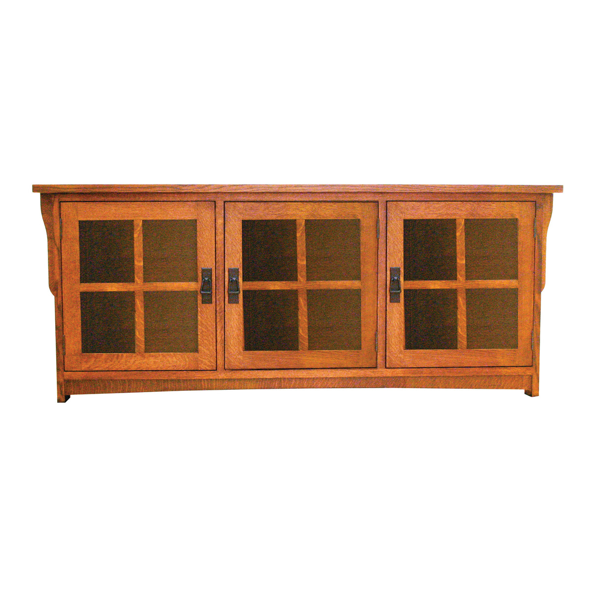 Consola Amish de madera maciza para TV Misión Española de 3 puertas