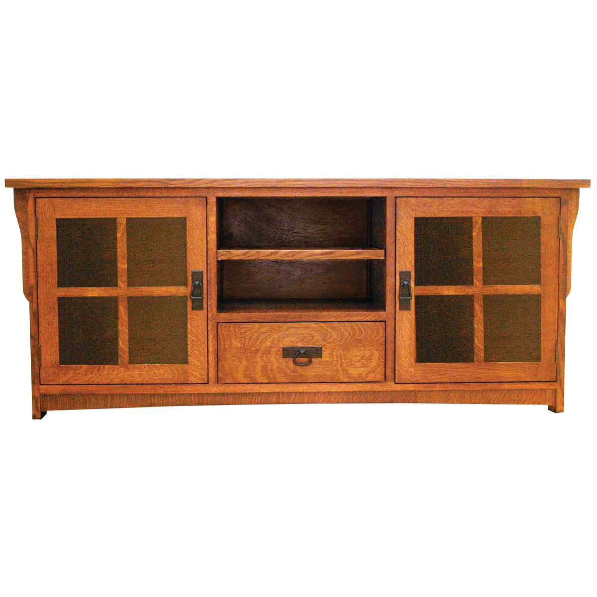 Consola Amish de Madera Maciza Misión Española TV 1 Cajón
