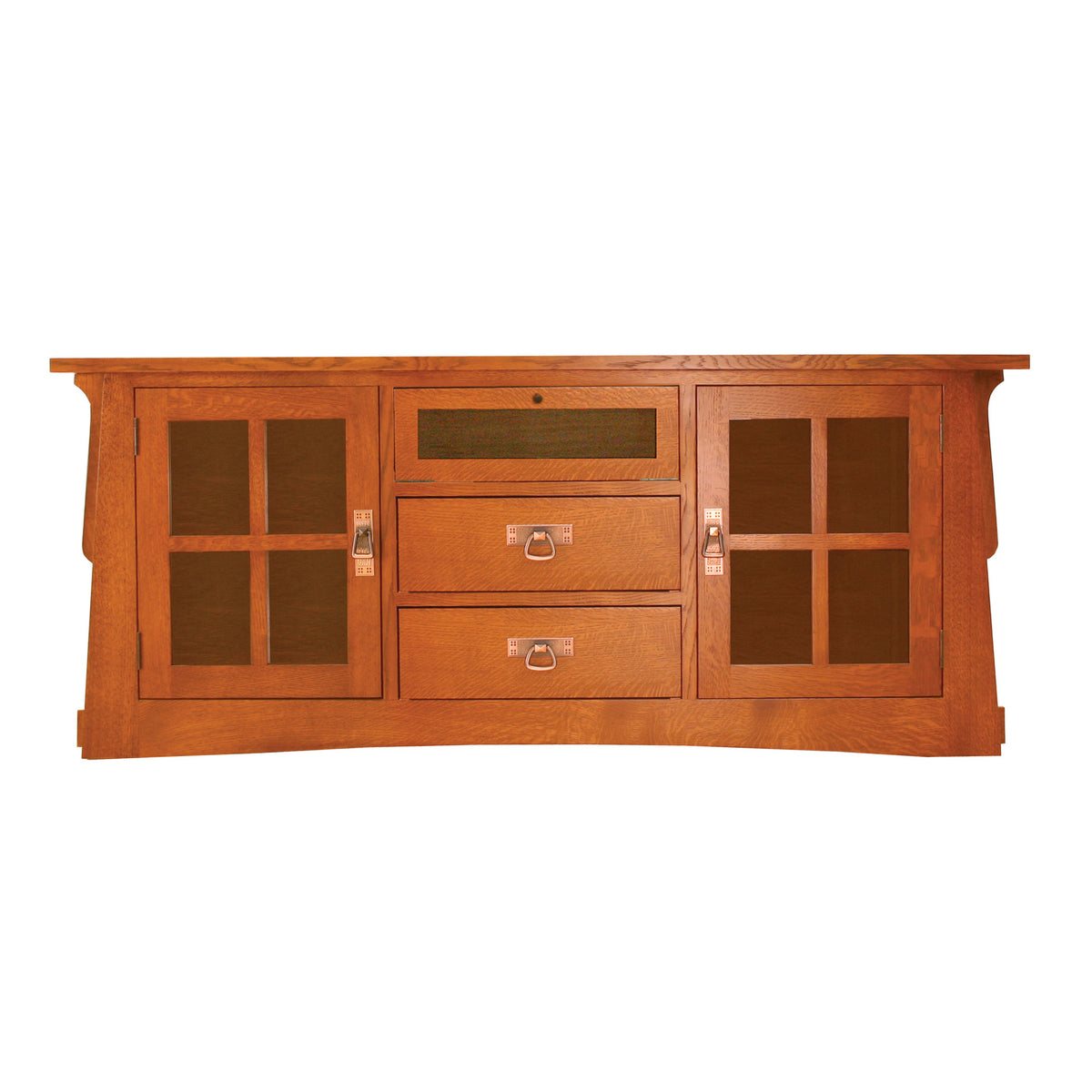 Consola de TV Amish de madera maciza Alamosa con 2 cajones