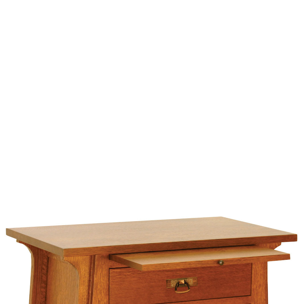 Mesita de noche con puerta Alamosa de madera maciza Amish con extracción