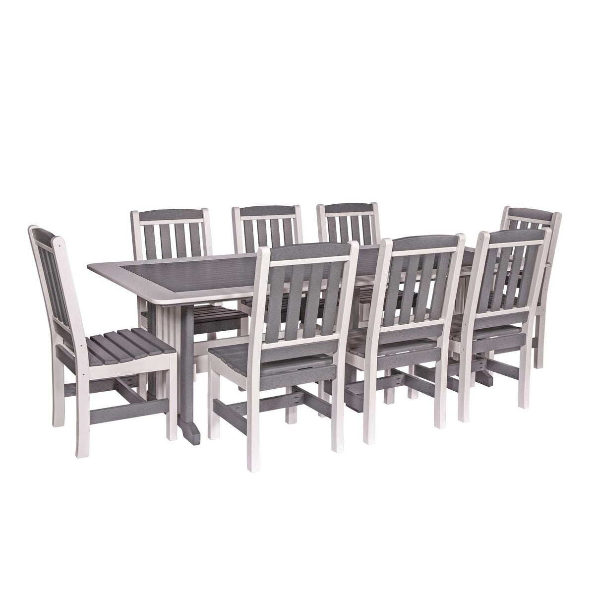 Amish Poly 96" English Garden Patio Dining Table & 8 Chair Set - Quick Ship