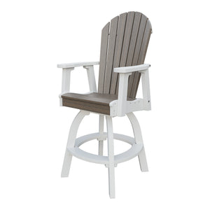 Amish Adirondack Swivel Bar Chair in Brazilian Walnut & White
