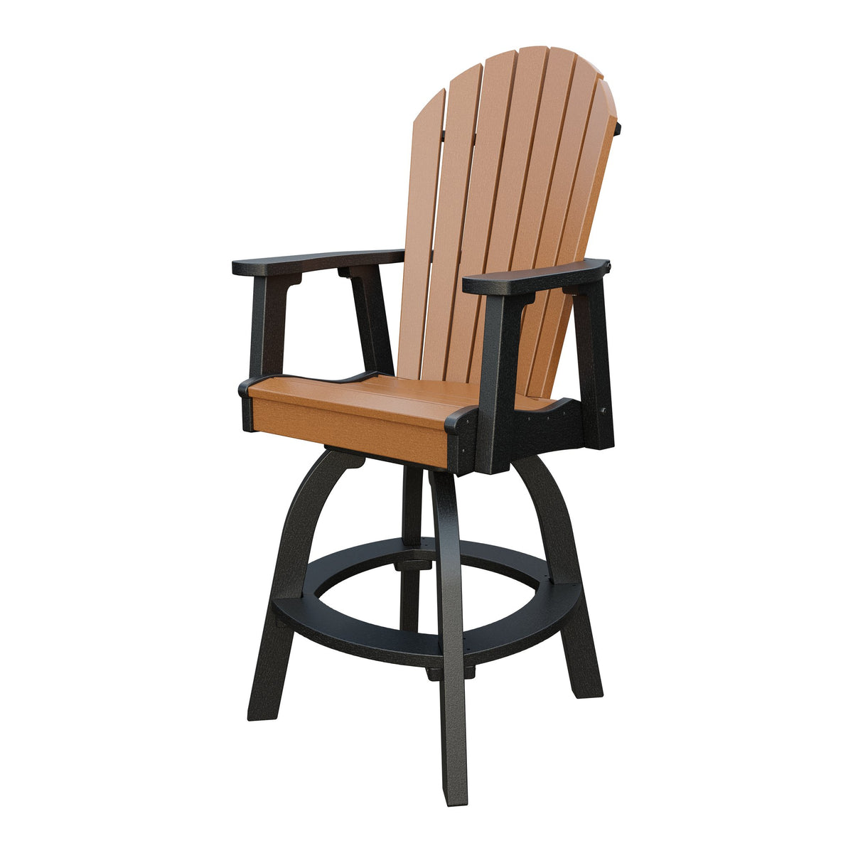 Amish Adirondack Swivel Bar Chair in Cedar & Black
