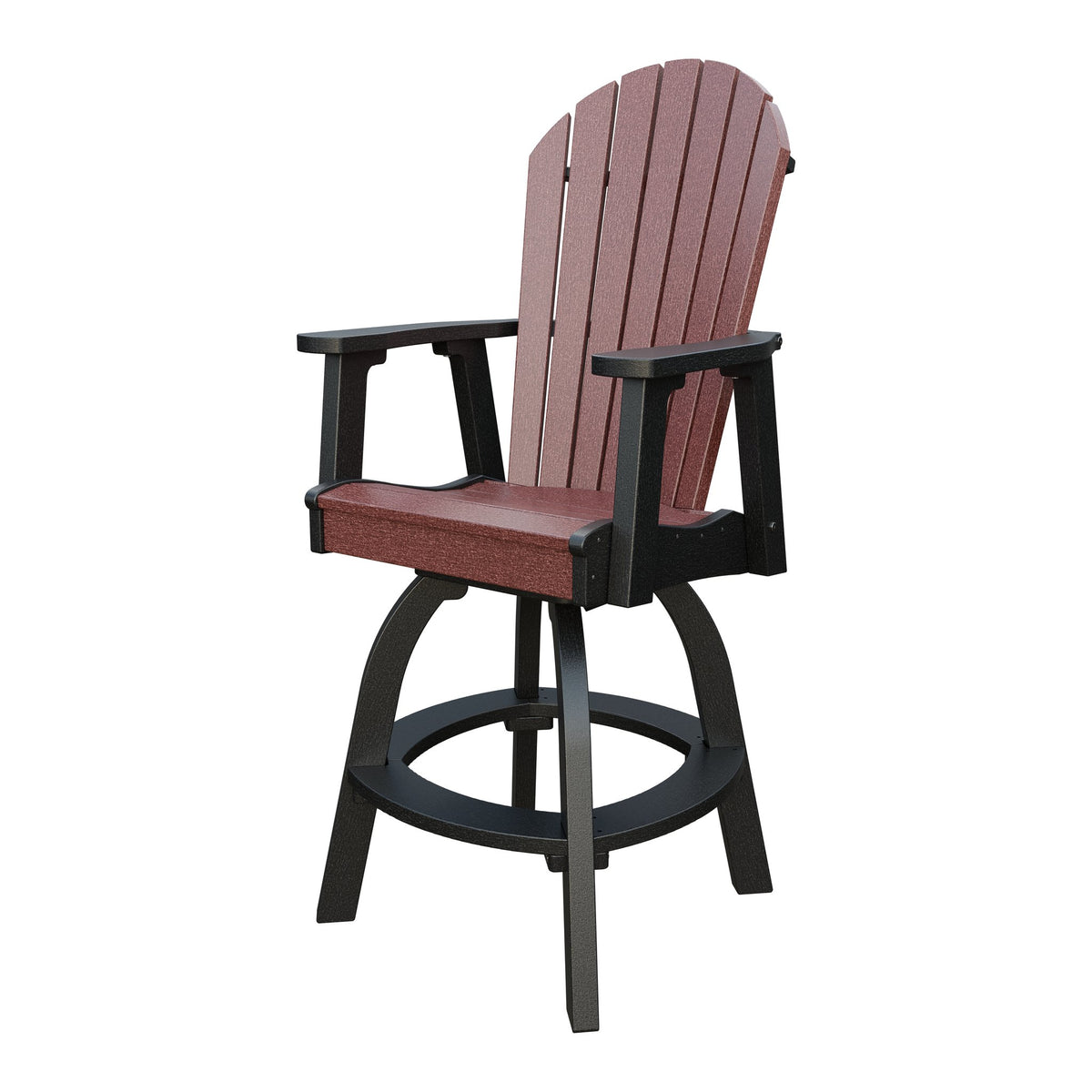 Amish Adirondack Swivel Bar Chair in Cherrywood & Black