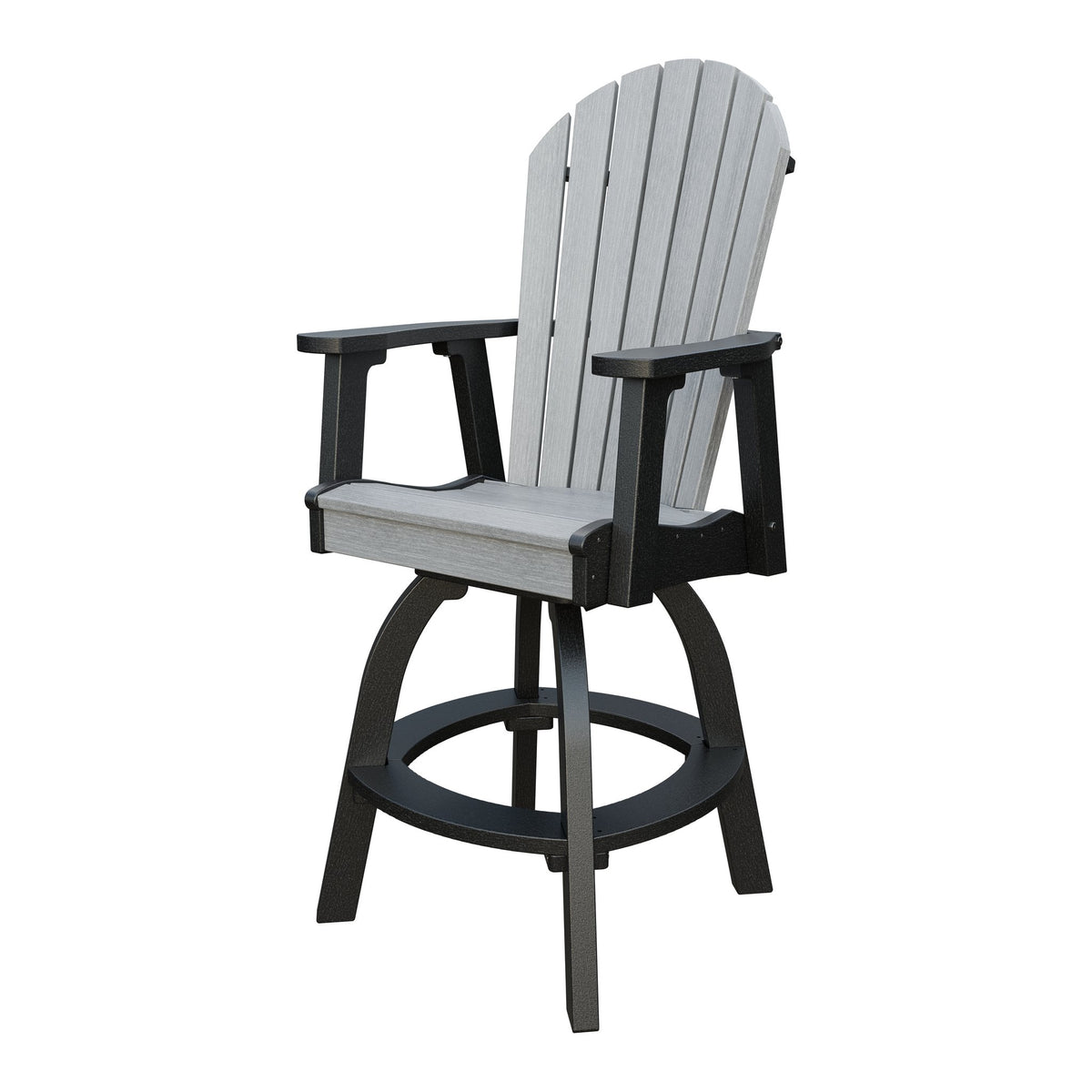 Amish Adirondack Swivel Bar Chair in Driftwood Gray & Black