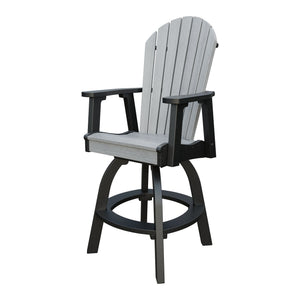 Amish Adirondack Swivel Bar Chair in Driftwood Gray & Black