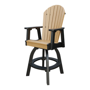 Amish Adirondack Swivel Bar Chair in Natural Teak & Black