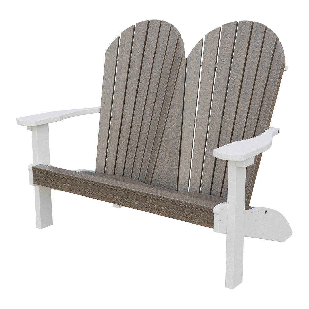 Amish Adirondack 4' Poly Loveseat in Brazilian Walnut & White