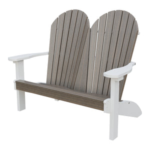 Amish Adirondack 4' Poly Loveseat in Brazilian Walnut & White