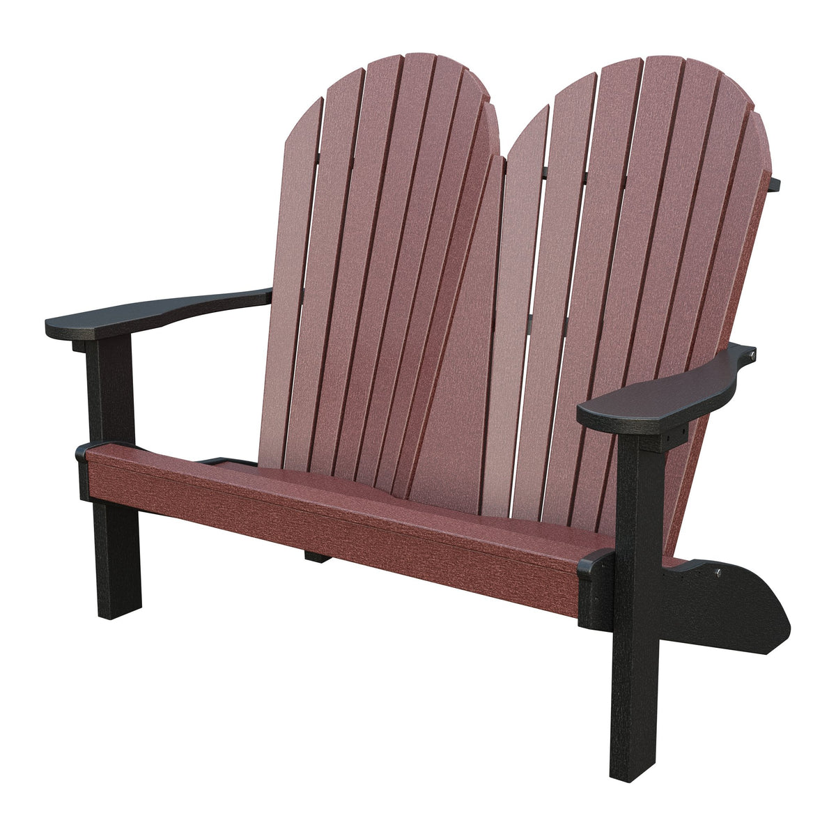 Amish Adirondack 4' Poly Loveseat in Cherrywood & Black