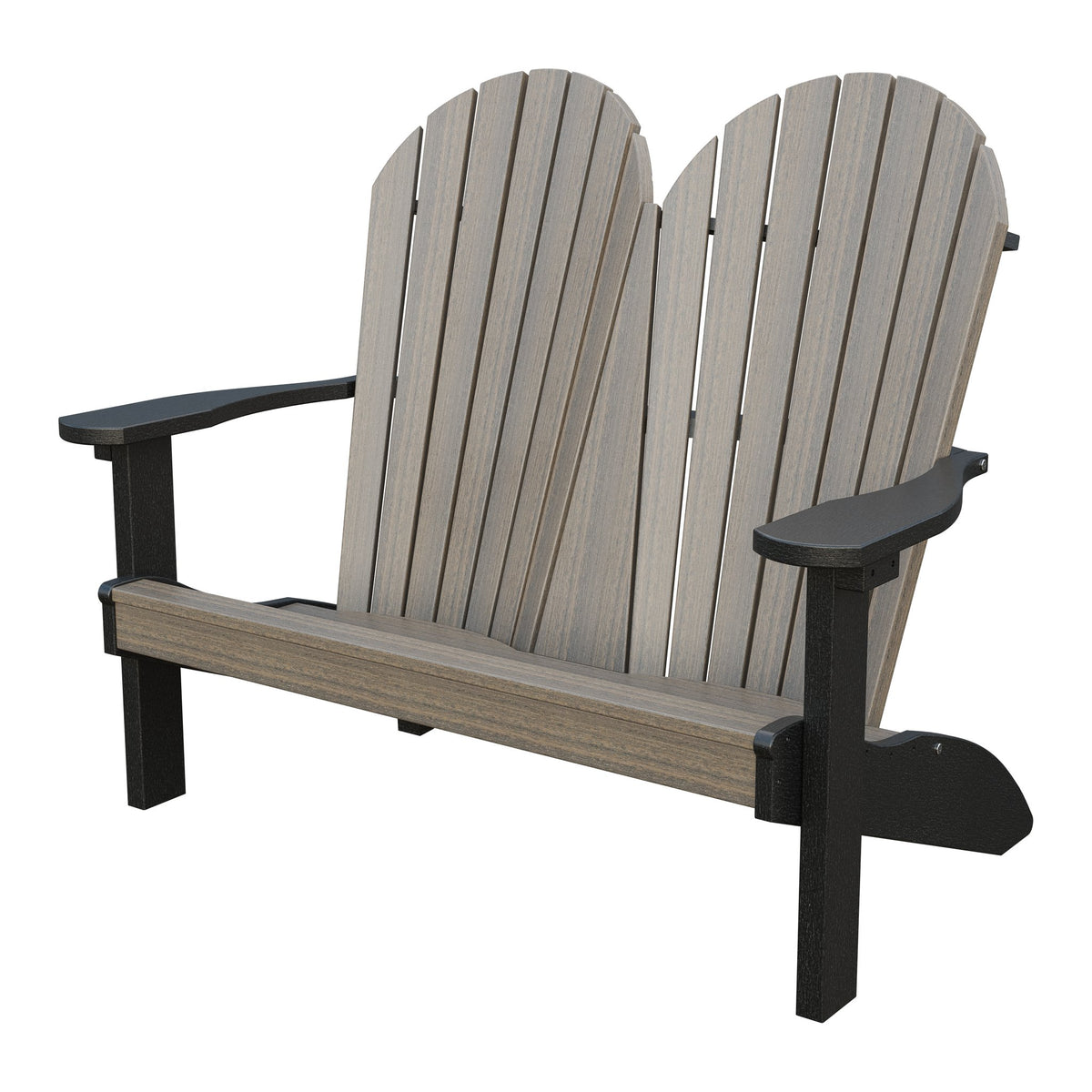 Amish Adirondack 4' Poly Loveseat in Coastal Gray & Black