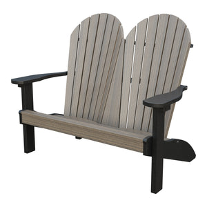 Amish Adirondack 4' Poly Loveseat in Coastal Gray & Black