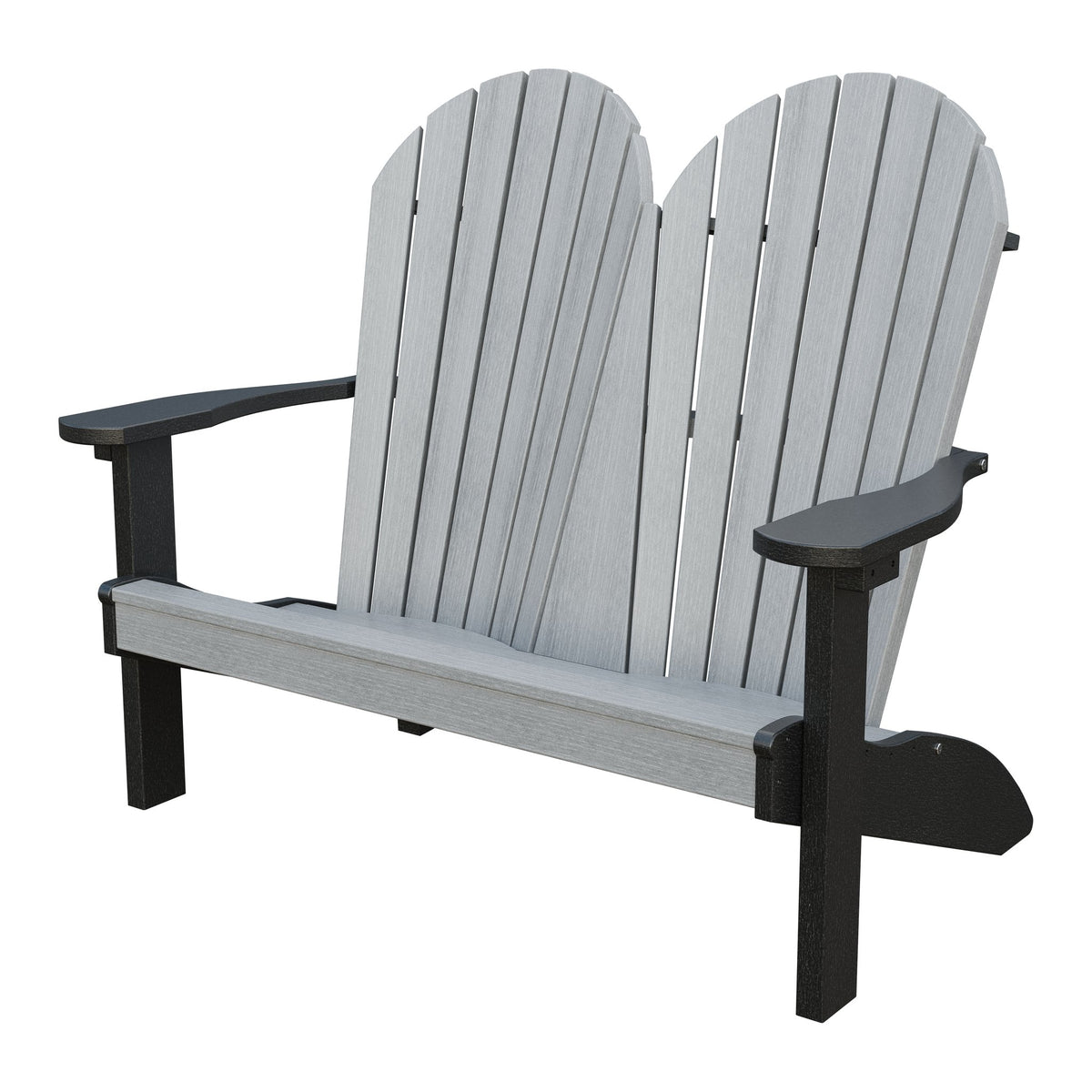 Amish Adirondack 4' Poly Loveseat in Driftwood Gray & Black