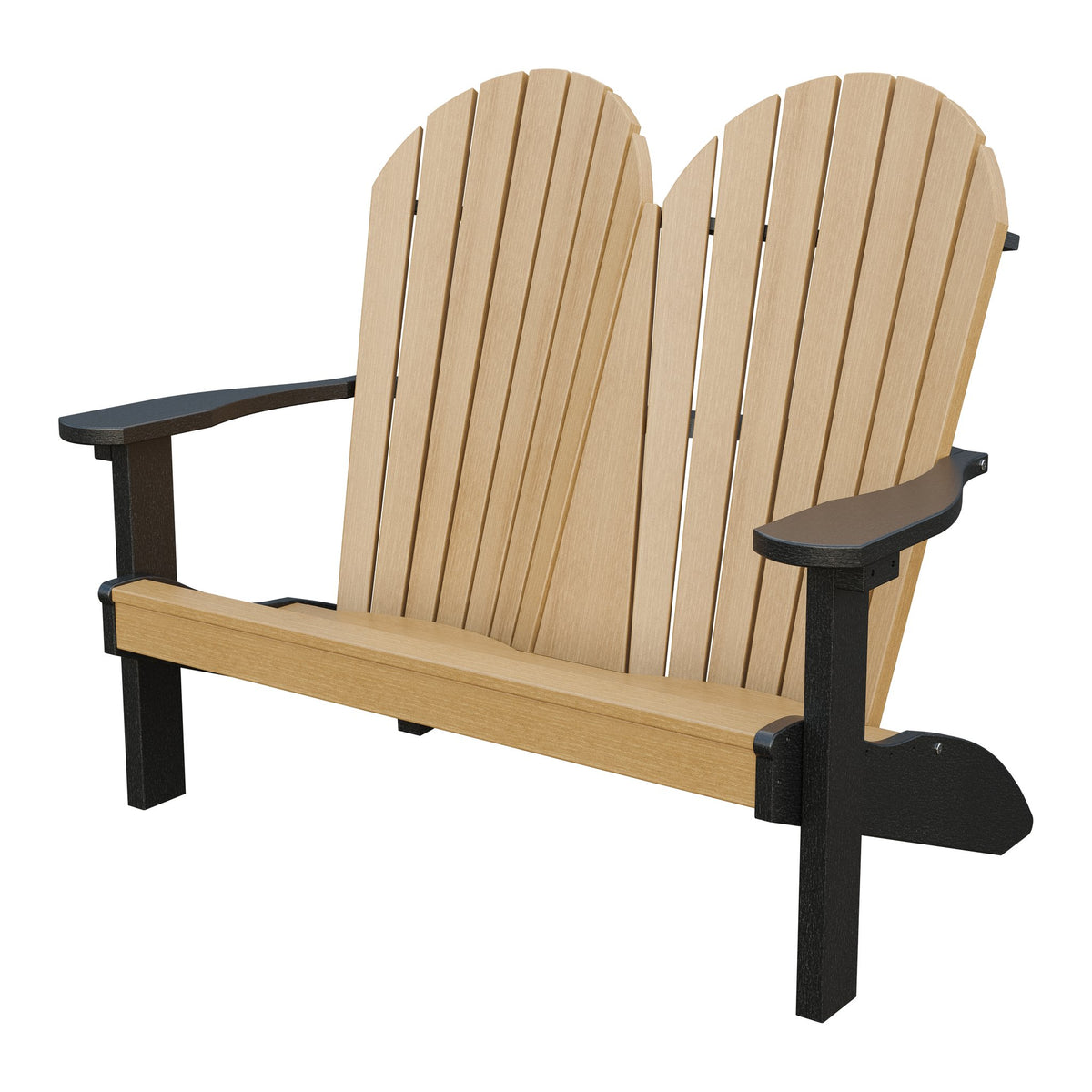 Amish Adirondack 4' Poly Loveseat in Natural Teak & Black